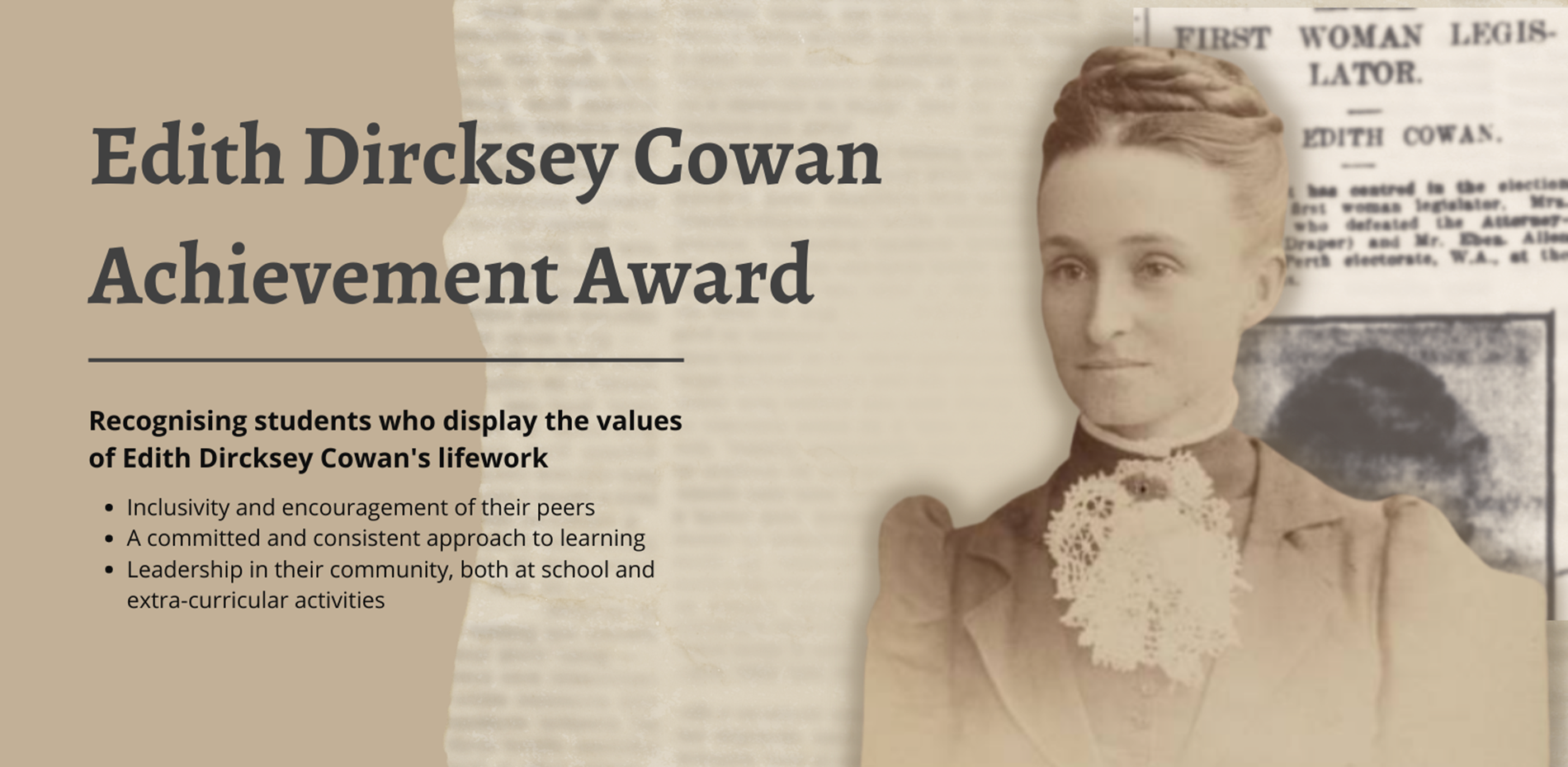 The Edith Dircksey Cowan Achievement Award Main Image